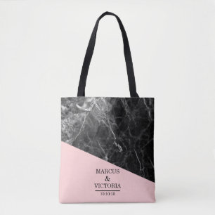 Bolso De Tela Boda geométrico de mármol negro
