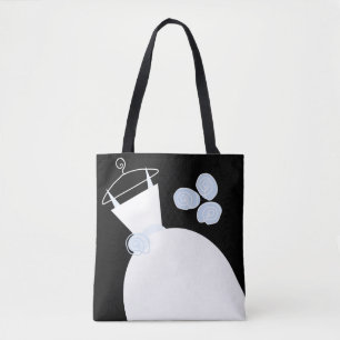 Bolso De Tela Boda Gown Blue Bride Groom texto negro pastel