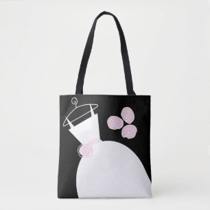 Bolso De Tela Boda Gown Pink Bridesmaid texto negro pastel
