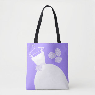Bolso De Tela Boda Gown Purple Bride Groom texto de vuelta