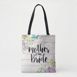 Bolso De Tela Boda Madre de la novia suculenta la madera rústica