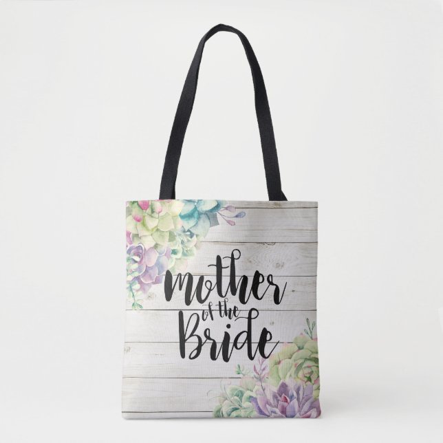 Bolso De Tela Boda Madre de la novia suculenta la madera rústica (Anverso)