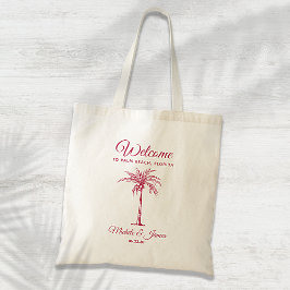 Bolso De Tela Boda moderna con árbol de palma tropical magenta B