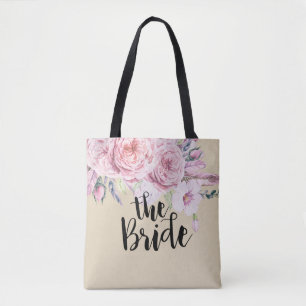 Bolso De Tela Boda Novias Moda acuarela Boho Floral Feather