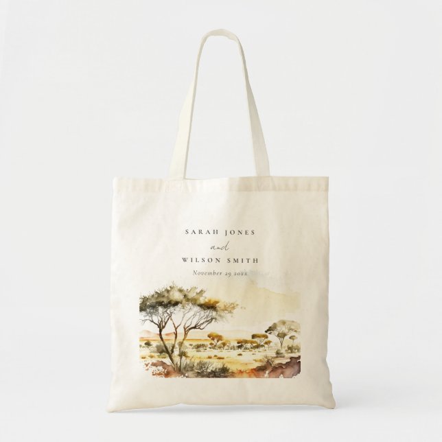 Bolso De Tela Boda paisajista africano de acuarela de tierra apa (Frente)