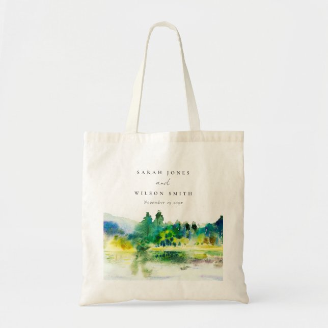 Bolso De Tela Boda paisajístico del río montañoso moda (Frente)