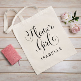 Bolso De Tela Boda personalizada de escritura negra de chica flo