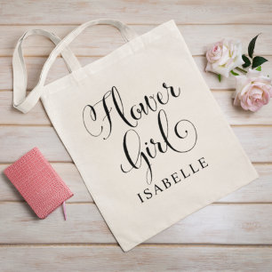 Bolso De Tela Boda personalizada de escritura negra de chica flo