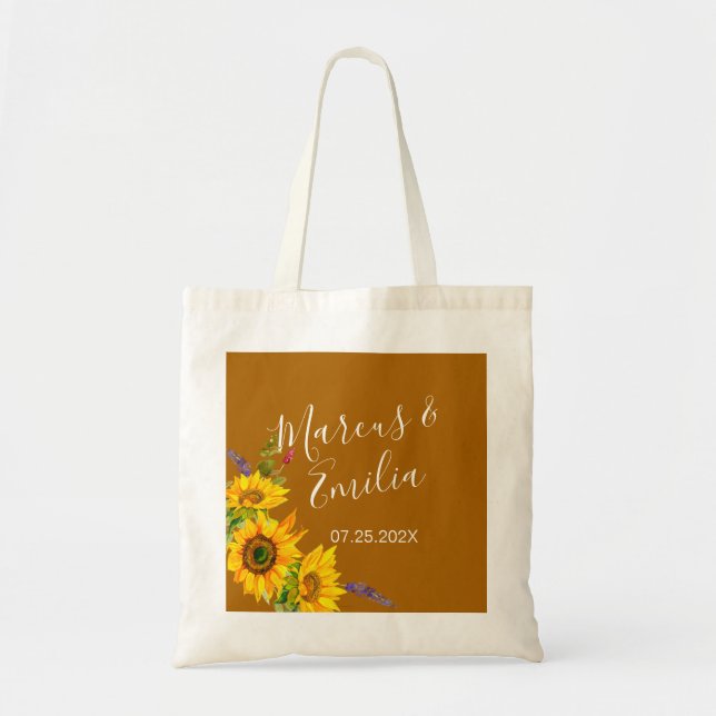 Bolso De Tela Boda personalizada de girasoles de otoño (Frente)
