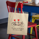 Bolso De Tela Boda personalizada de la bicicleta de tándem tradi<br><div class="desc">Bolsa De Tote De La Boda Personalizada De La Bicicleta De Tándem Cute Vintage</div>