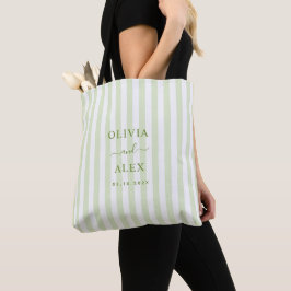 Bolso De Tela Boda Personalizada Verde con Rayas Retro