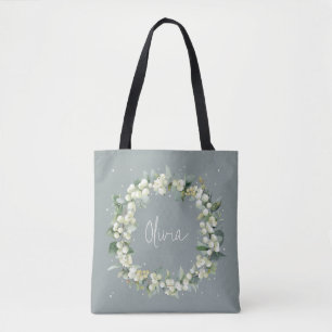 Bolso De Tela Boda personalizada verde Snowberry+Eucalipto