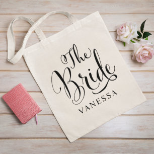 Bolso De Tela Boda personalizado del guión negro de novia
