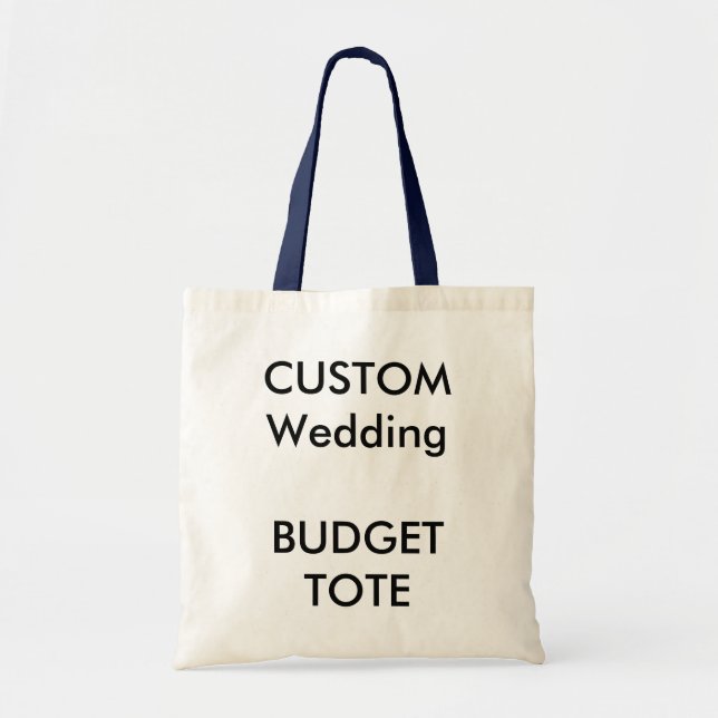 Bolso De Tela Boda Personalizado Presupuesto Tote Bag NAVY AZULE (Frente)