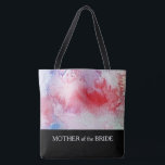 Bolso De Tela Boda personalizado texto de encargo moderno de la<br><div class="desc">Salpicadura pintada a mano moderna de la acuarela, rojo, rosa, colores azules. Texto de encargo: Madre de la novia, casando el bolso, nombre personal en la parte posterior. Usted puede cambiar fácilmente el texto en el frente en la "dama de honor, hecha del honor etc" y usted puede añadir un...</div>