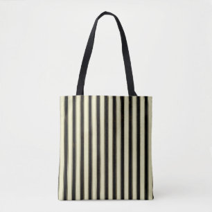 Bolso De Tela Boda Pinstripe Negro y Crema Elegante  