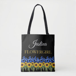 Bolso De Tela Boda Rustic Bluebells & Sunflower