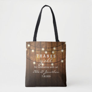 Bolso De Tela Boda Rustica De Barn Wood Country Gracias A Todos