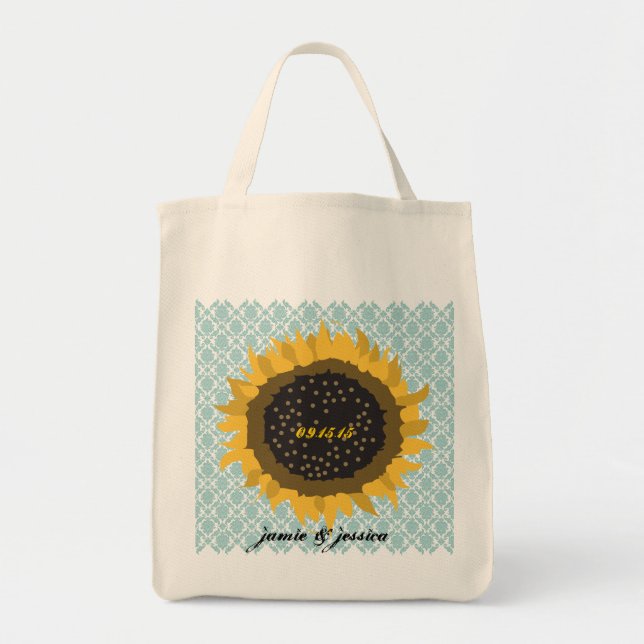 Bolso De Tela Boda Sunflower Date Honeymoon Beach Bag (Frente)