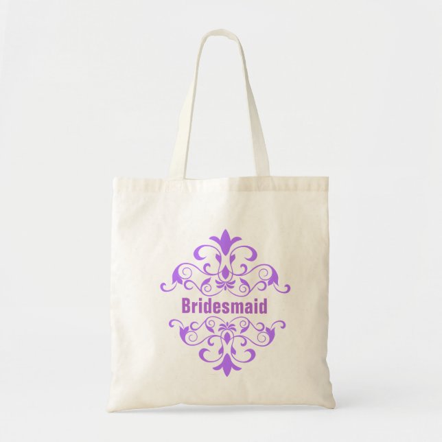 Bolso De Tela Boda Tote de la sirvienta Personalizado Lavender (Frente)
