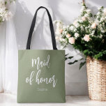 Bolso De Tela Boda verde de la doncella de honor Sage<br><div class="desc">Maid of Honor Sage Green Tote Bag for Boda,  Bridal Party,  Bridal Shower,  Bachelorette Party. Vea más productos con este diseño en la colección de abajo.</div>