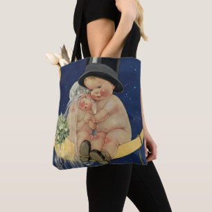 Bolso De Tela Boda Vintage, Novia y Novio Lindos en una Luna