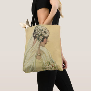 Bolso De Tela Boda Vintage, Retrato Nupcial de Novia Victoriana