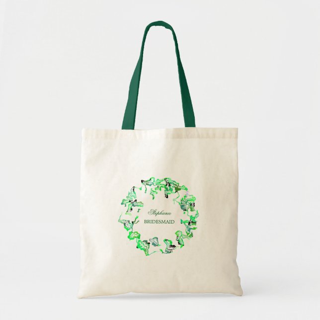 Bolso De Tela Bodas de nombre personalizado Escudo verde regalo  (Frente)