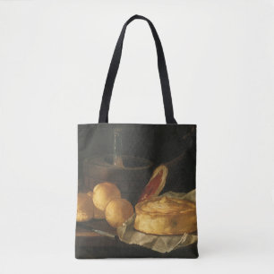 Bolso De Tela Bodegón Barroco Antiguo con Pan, Tarta, Jamón