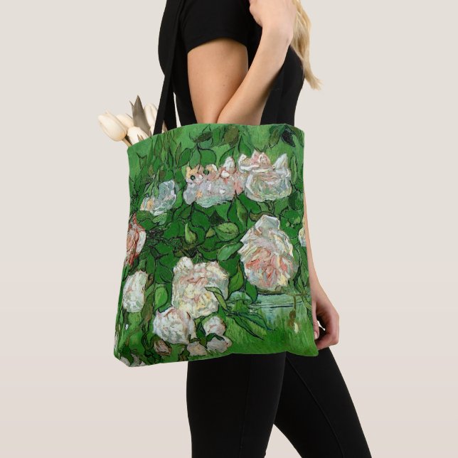 Bolso De Tela Bodegón: Rosas rosadas de Vincent van Gogh (Detalle)