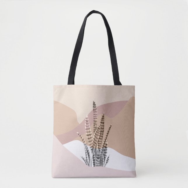 Bolso De Tela Boho Abstracto Moderno Suculento (Anverso)