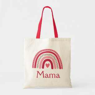 Bolso De Tela Boho Arcoíris Corazón Rosa Mama