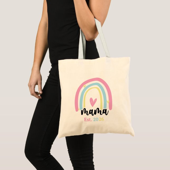 Bolso De Tela Boho Arcoíris Personalizado Mama Año de Fundación  (Anverso (producto))
