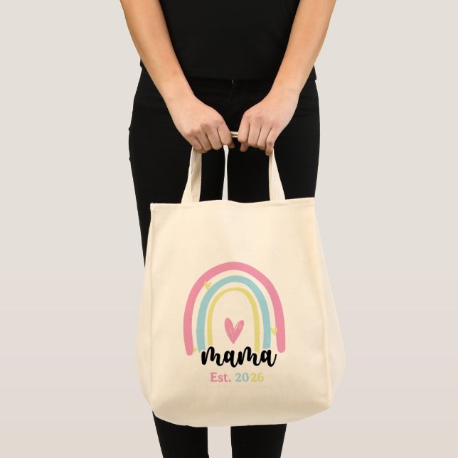 Bolso De Tela Boho Arcoíris Personalizado Mama Año de Fundación  (Anverso (producto))