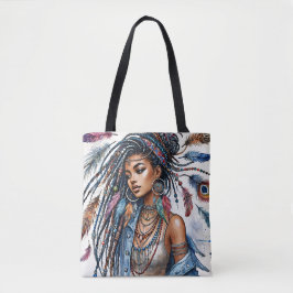Bolso De Tela Boho Art de la Mujer Negra Bohemia