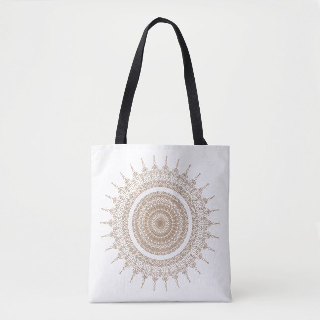 Bolso De Tela Boho blanco bohemiano de Mandala (Anverso)
