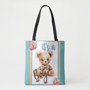 Bolso De Tela Boho Blue Bear Baby Shower
