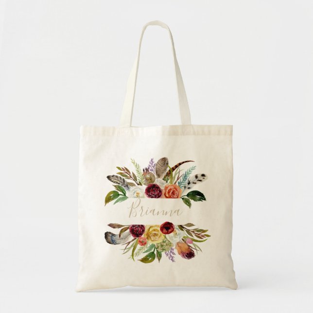 Bolso De Tela Boho Boho Tropical Floral Bridesmaid (Frente)