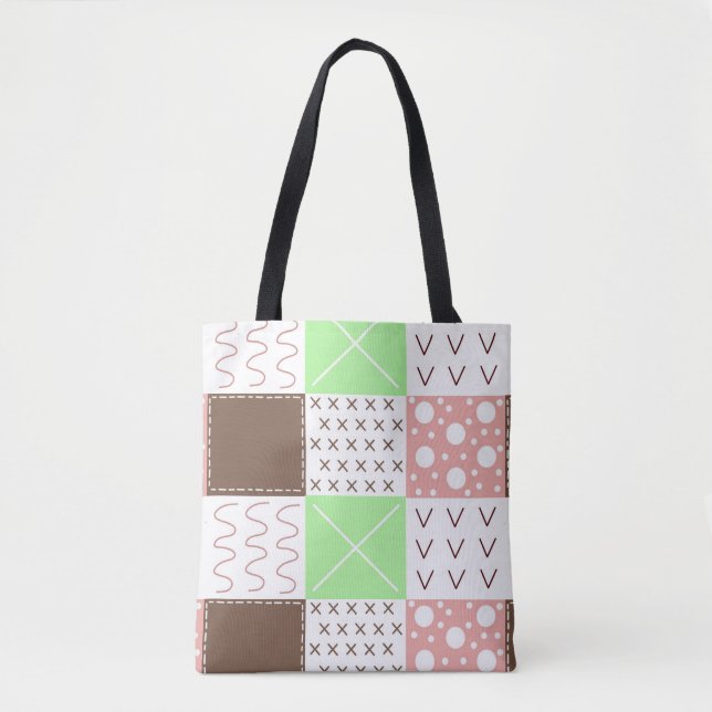 Bolso De Tela Boho Brown, Burgundy, Green y Mauve Whimsical (Anverso)