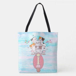 Bolso De Tela Boho Cat Lover, Tote de gatos felices