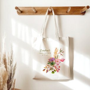 Bolso De Tela Boho Colorful Watercolor Floral Personalizado de B