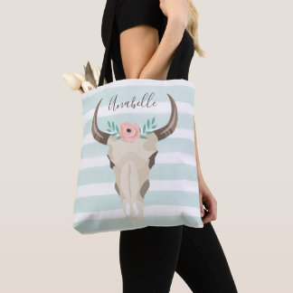 Bolso De Tela Boho Cow Skull