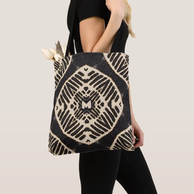 Bolso De Tela Boho de patrón geométrico en negrita monograma (Detalle)