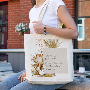 Bolso De Tela Boho Dusky Rubor Protea Dried Palm Floral Boda