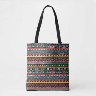 Bolso De Tela Boho étnico: Impresión de píxeles geométricos