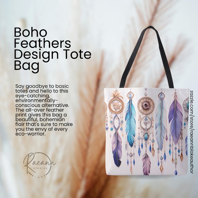 Bolso De Tela Boho Feathers Design Tote Bag (Subido por el creador)
