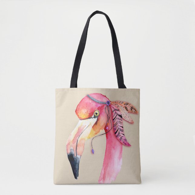 Bolso De Tela Boho Fiona Flamingo Tote Bag (Anverso)