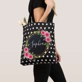 Bolso De Tela Boho floral Bridesmaid Personalizado Negro