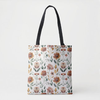 Bolso De Tela Boho Floral Geometry – Earthy Wildflower Pattern