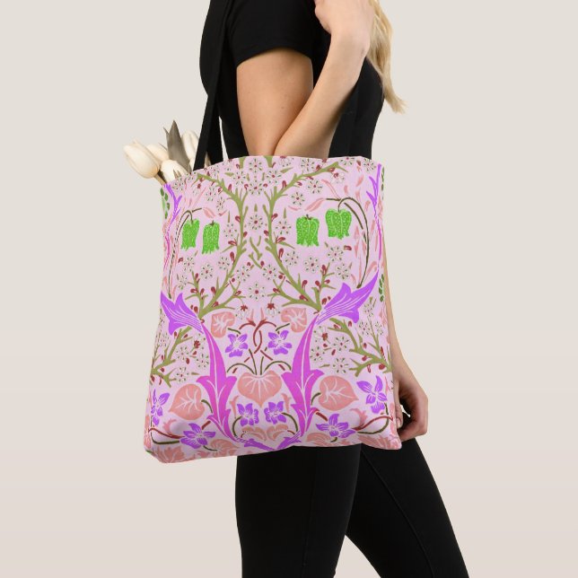 Bolso De Tela Boho Floral rosa William Morris Art Tote Bag (Detalle)
